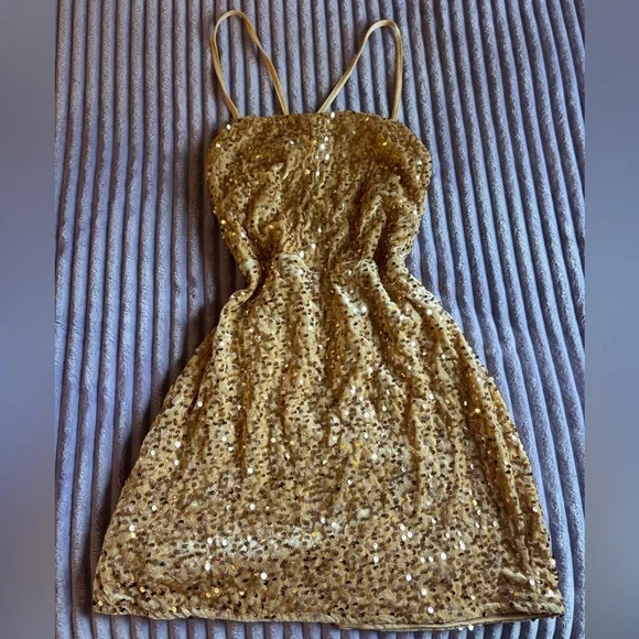 gold glitter mini dress Xander Sequin Mini Dress main image 0